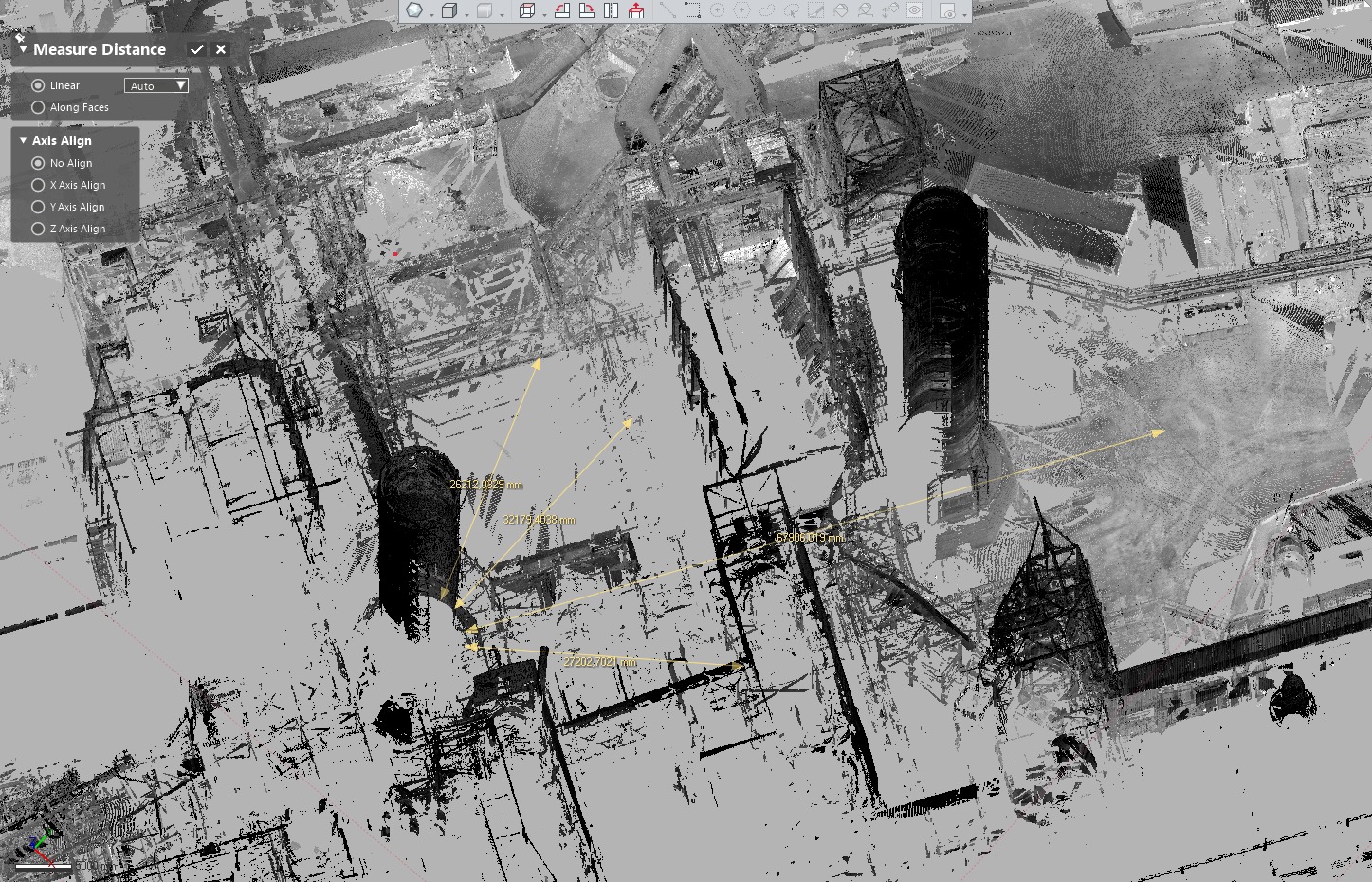 Operación de escáner láser en taller industrial